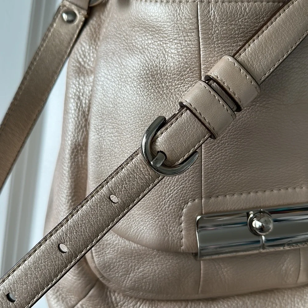 Coach KRISTIN Hobo Metallic Leather Bag/Purse Gold / Tan